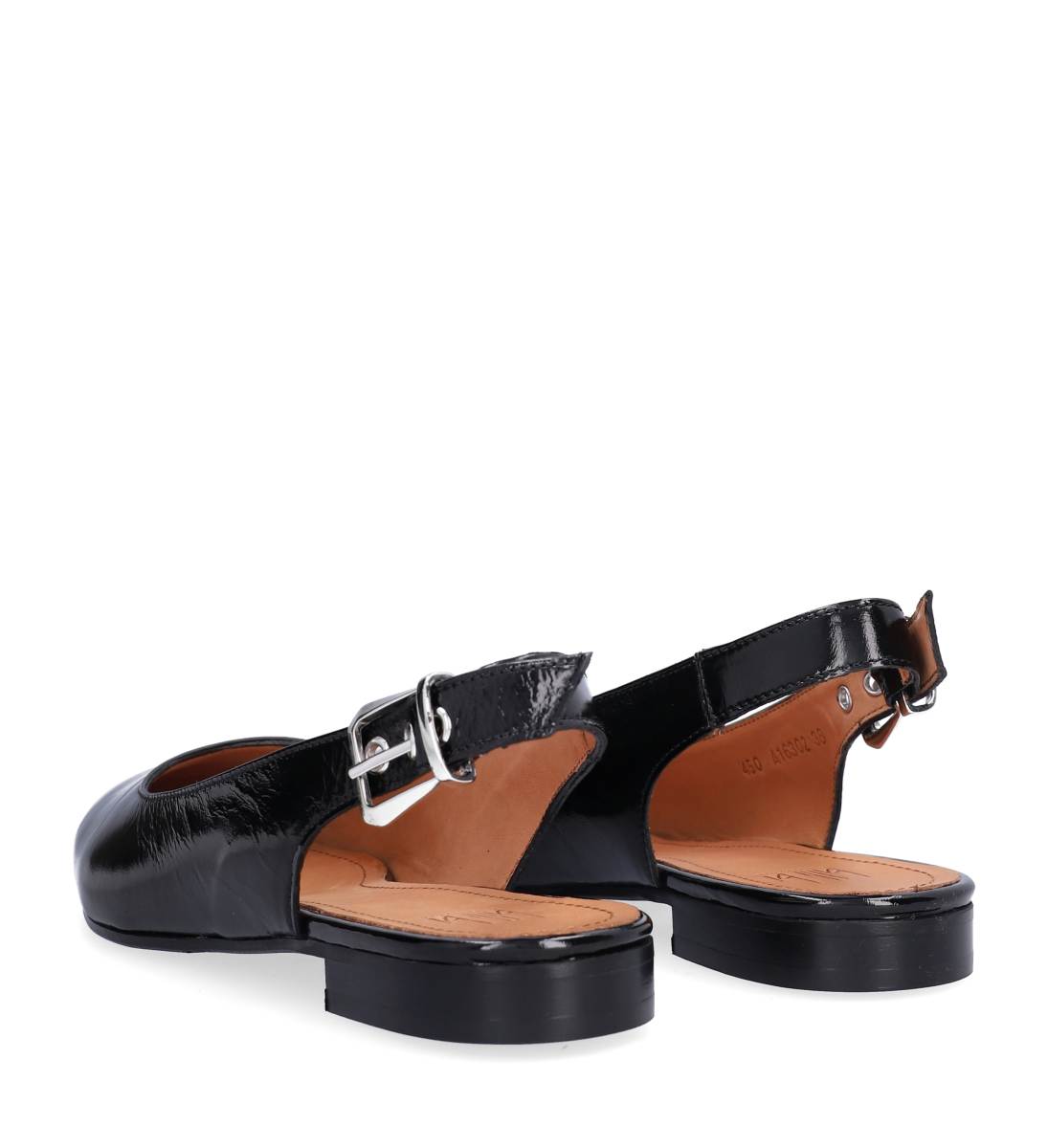 A16302 slingback ballerinasko - Black Naplack 260